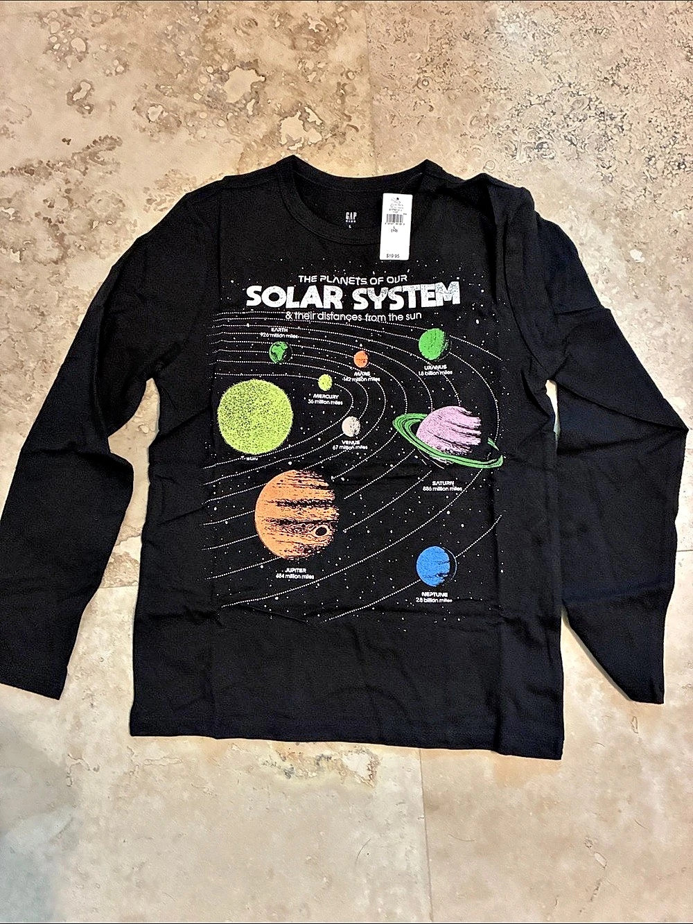 NWT! GAP Solar System Graphic Tee Long Sleeve Tee Size Large